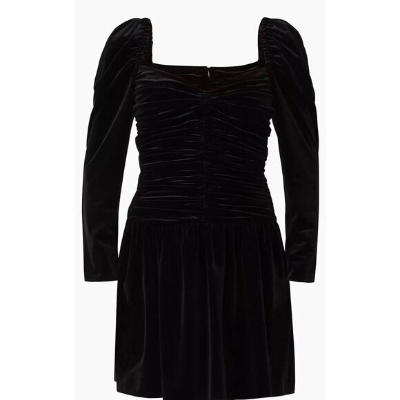 Shoshanna Mari Ruched Velvet Minidress in Black NWT Size 12 - Picture 1 of 9